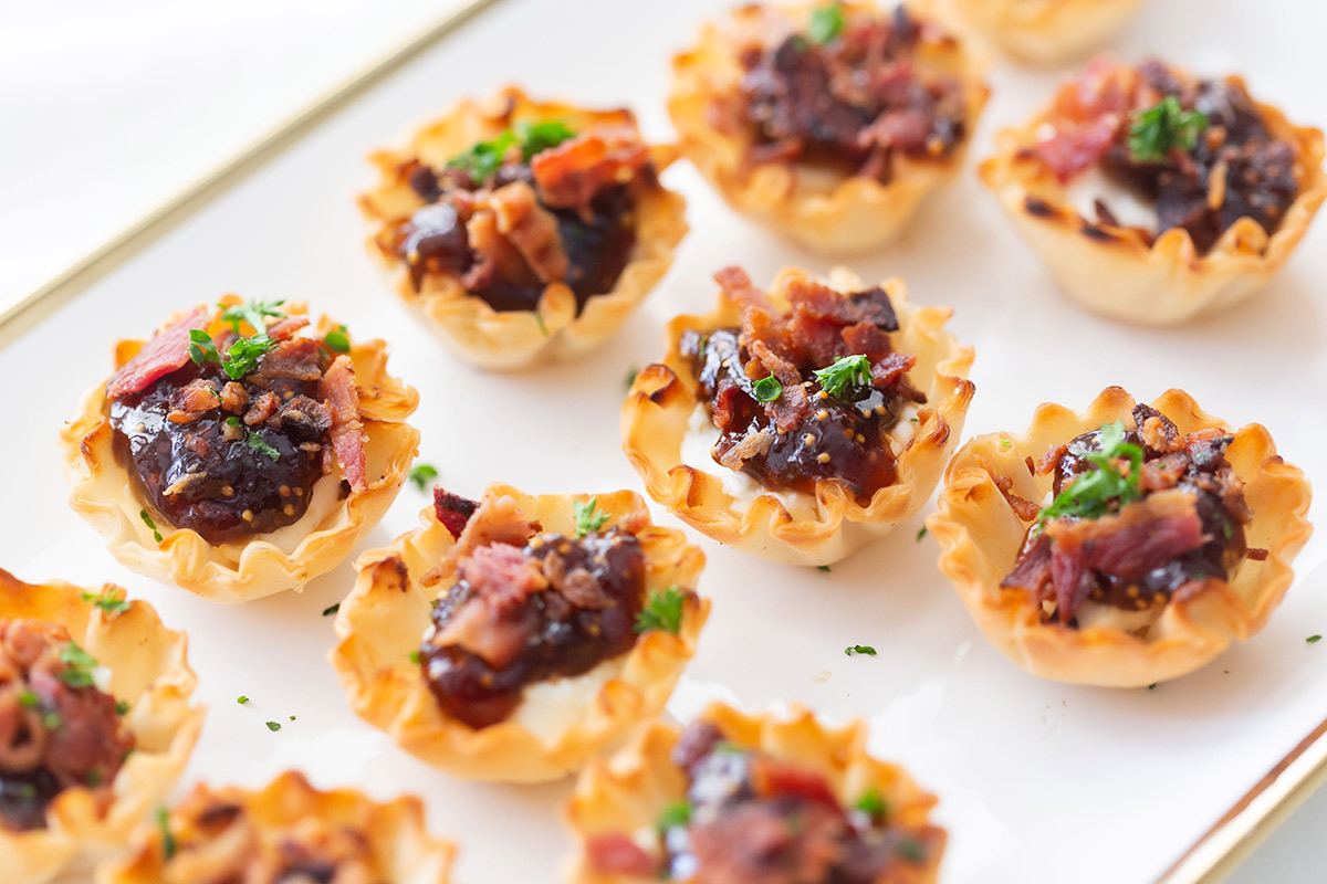 Super Easy Jam & Goat Cheese Phyllo Cups Appetizer