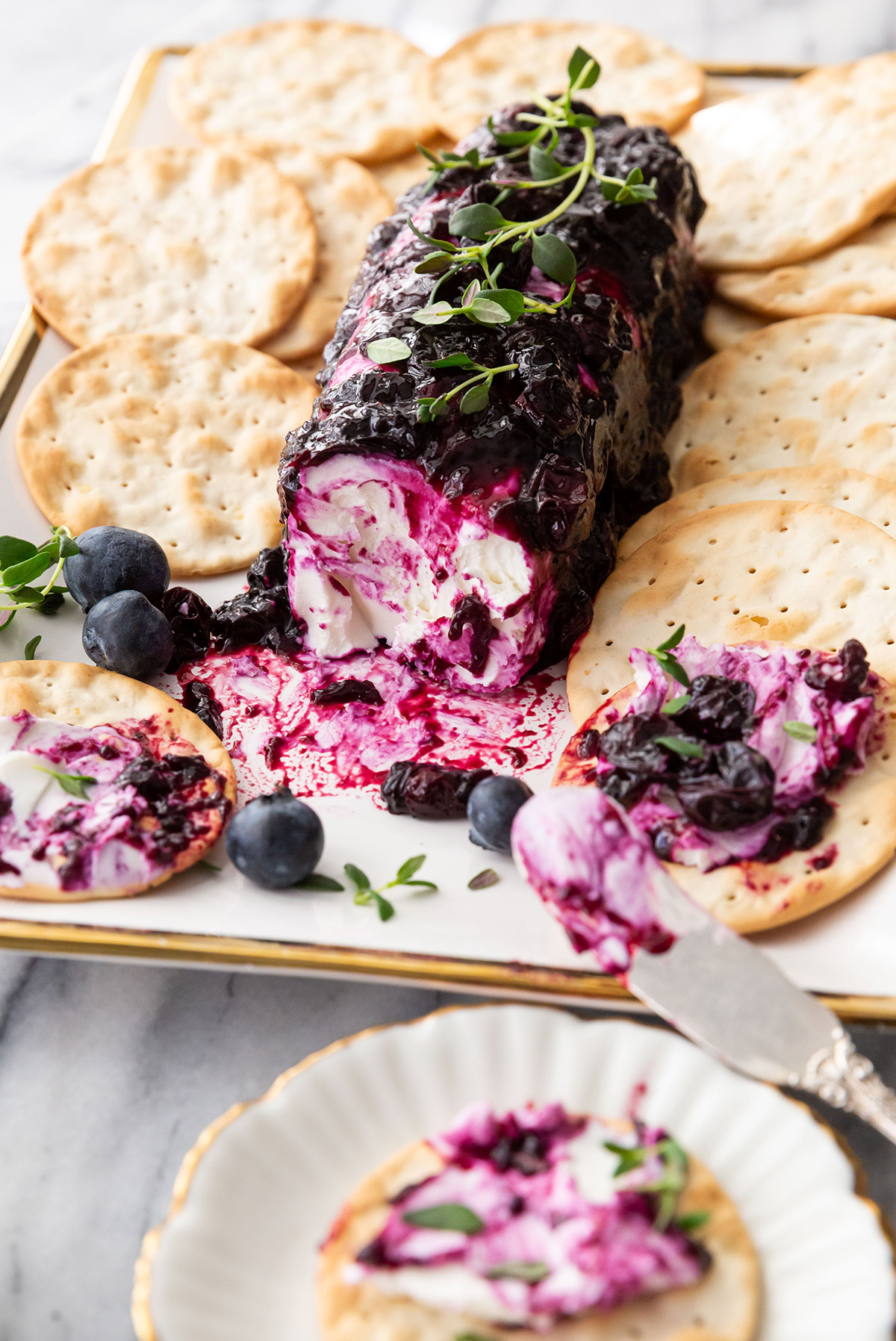 Blueberry goat cheese log