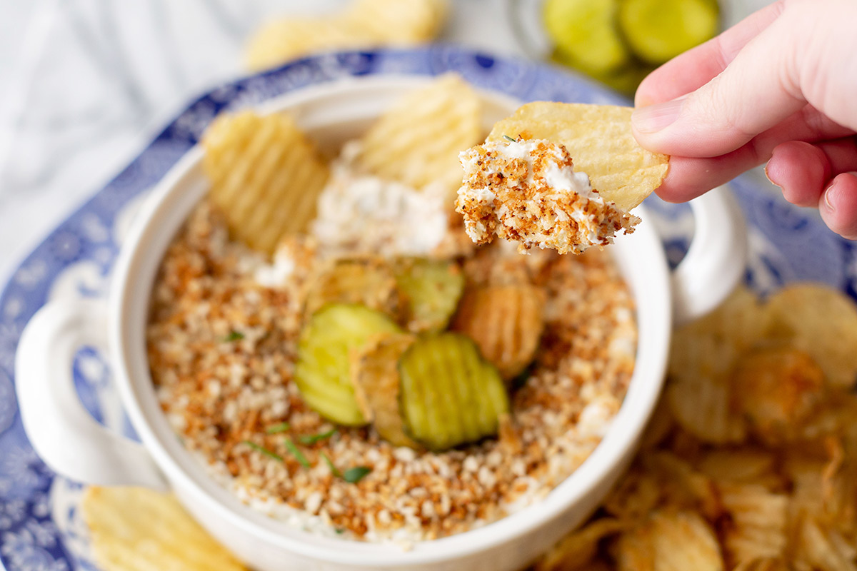 fried pickle and ranch dip