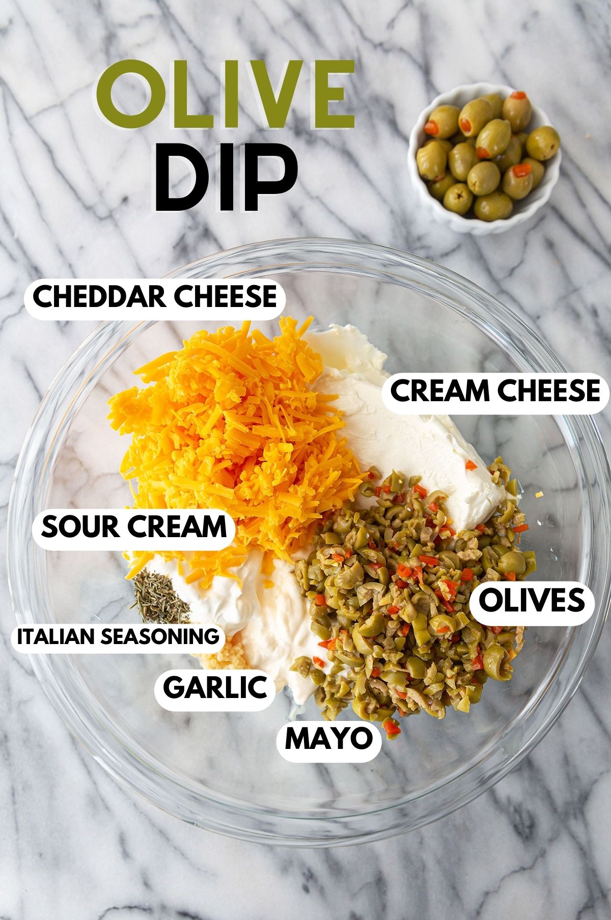 Olive Dip Ingredients in Bowl