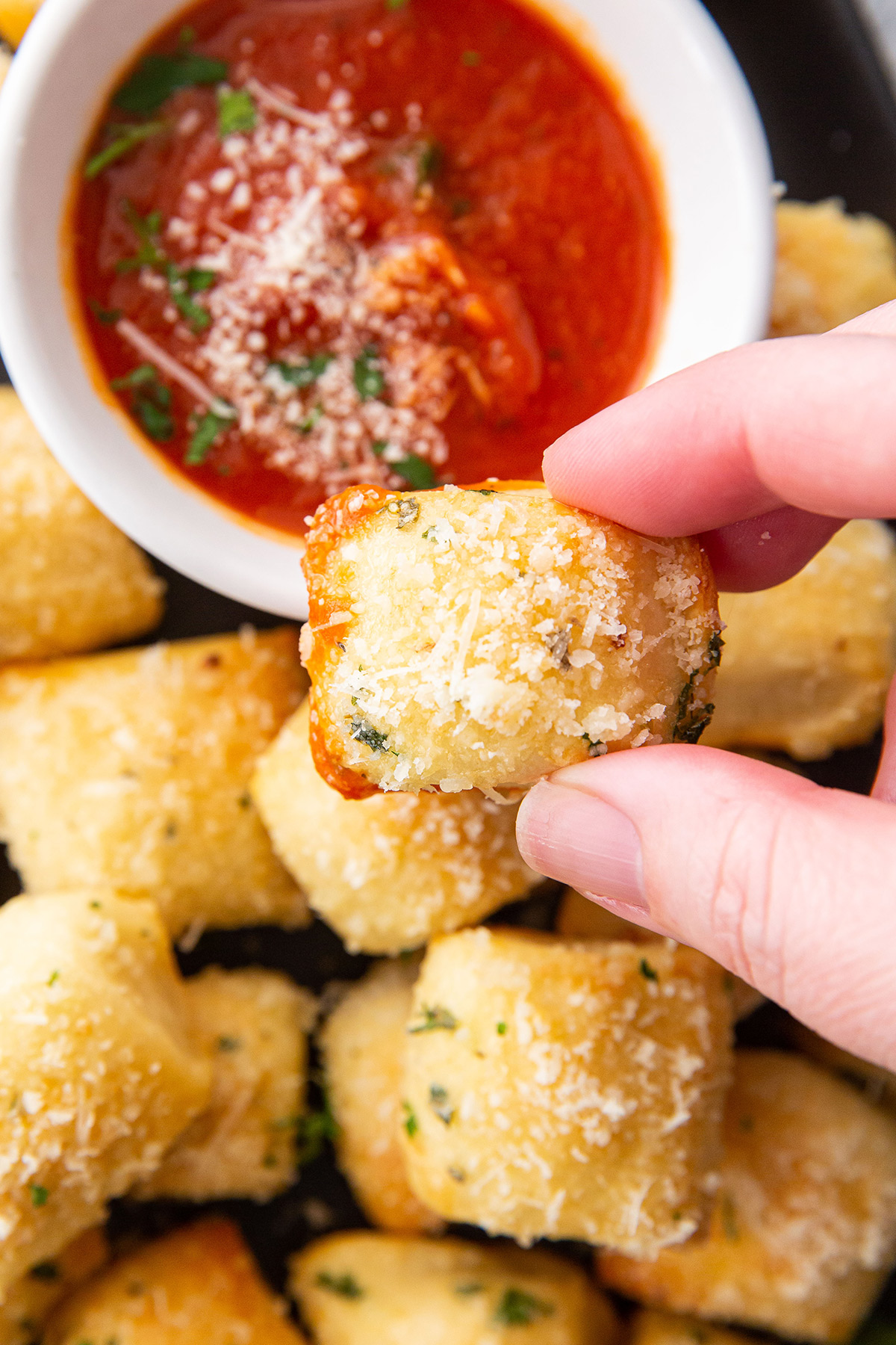 Easy Parmesan Bread Bites with Marinara Sauce