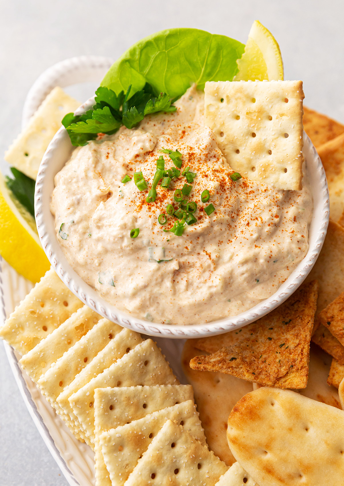 Creamy Smoked Tuna Dip with Crackers or Vegetable Crudités