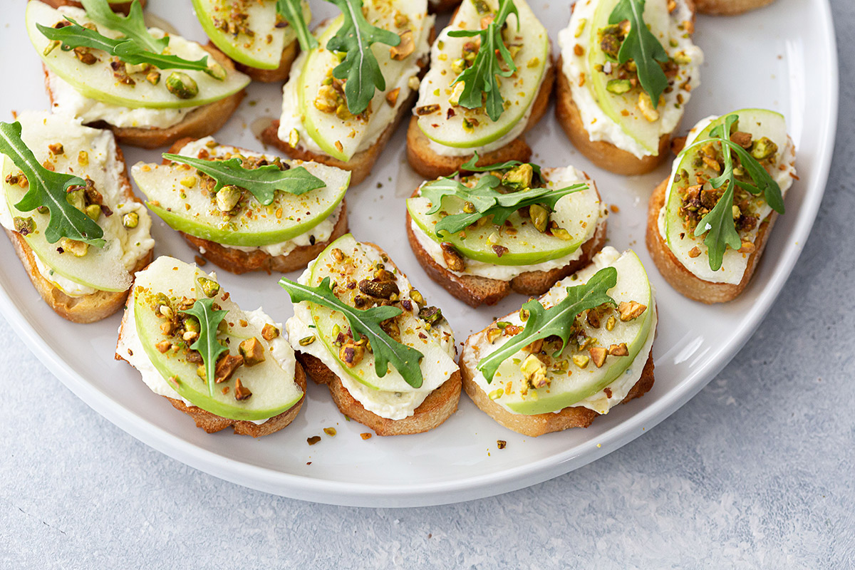 Apple and Ricotta Crostini with Honey