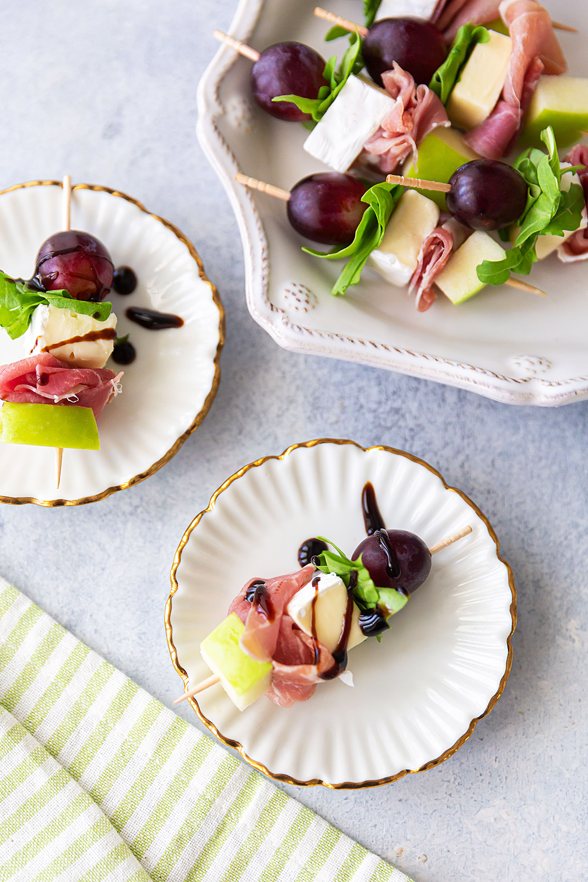 Brie and Prosciutto and Fruit Skewers