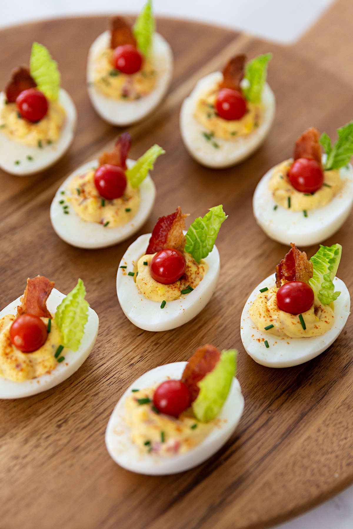 Deviled Egg Salad with Bacon and Tomtaoes