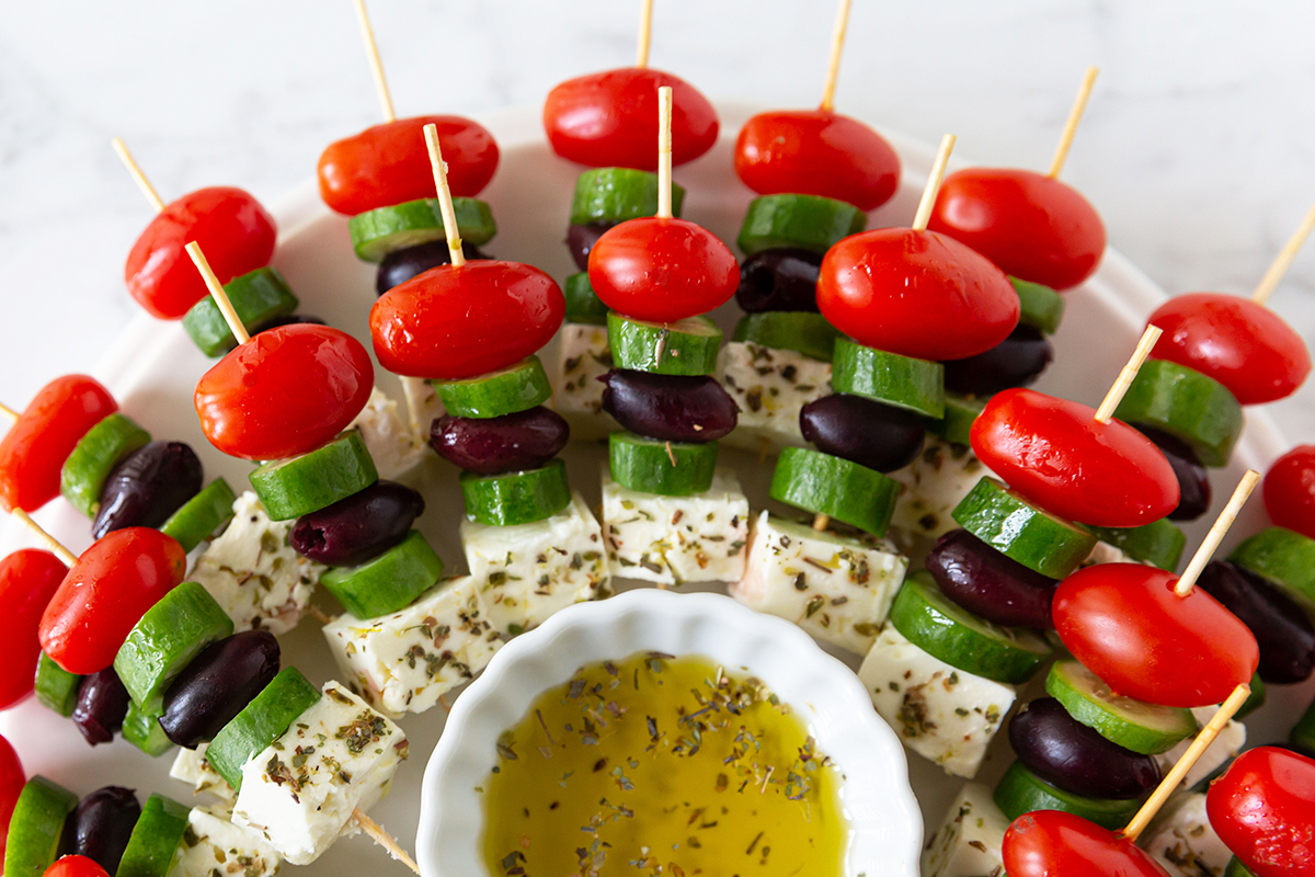 Greek Salad Skewers - Olive Tomato