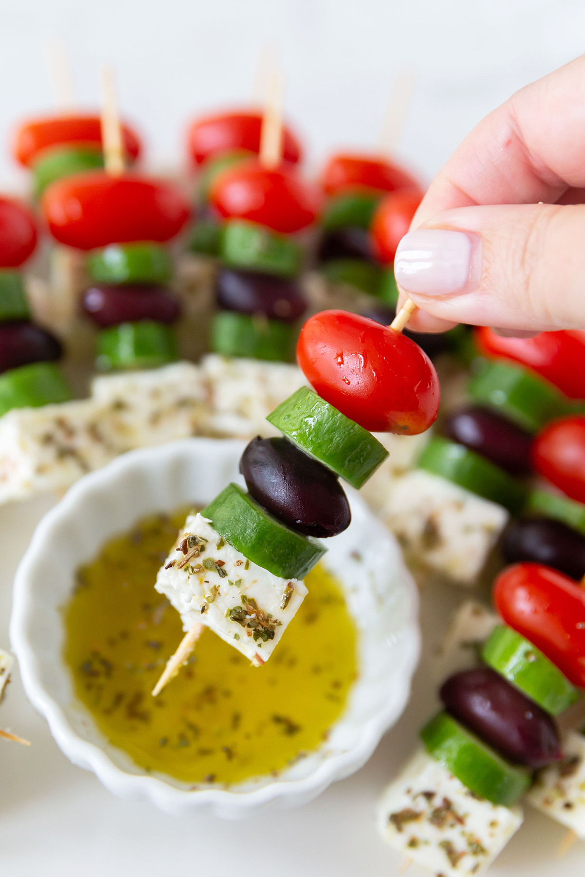 Greek Salad on a Stick as Appetizer