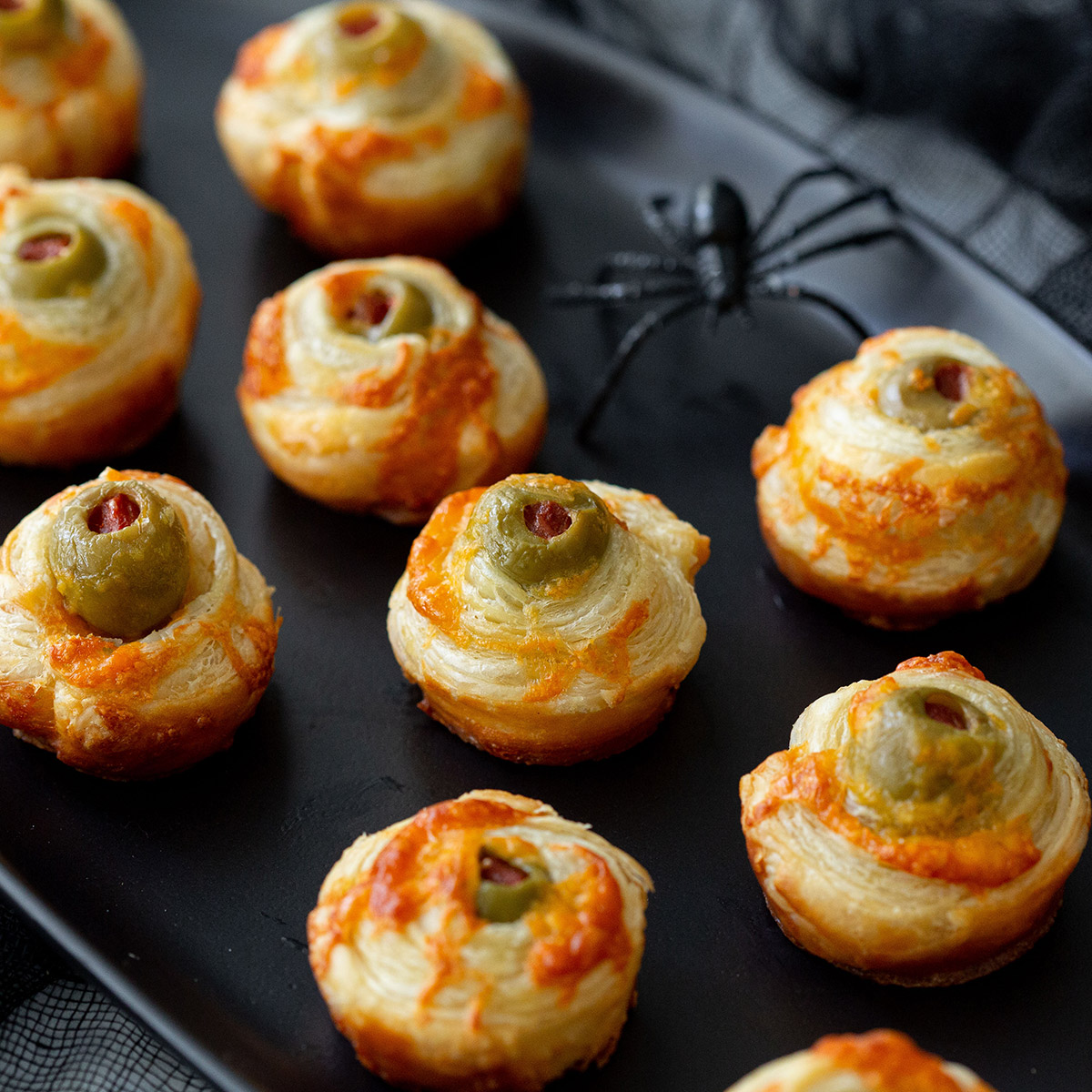 Spooky Eyeball Olive Puffs Halloween Appetizer