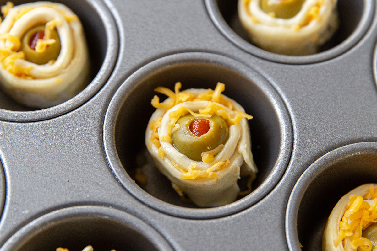 Olive Puffs in Mini Muffin Pan