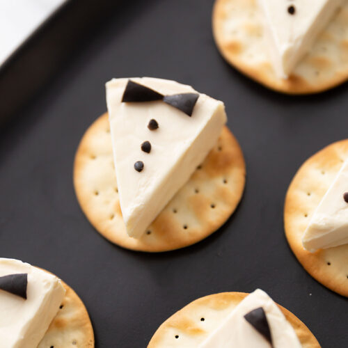 Tuxedo Cheese Crackers New Year's Eve Appetizer