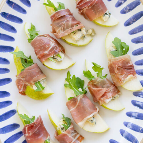 Pear Appetizer with Blue Cheese, Prosciutto