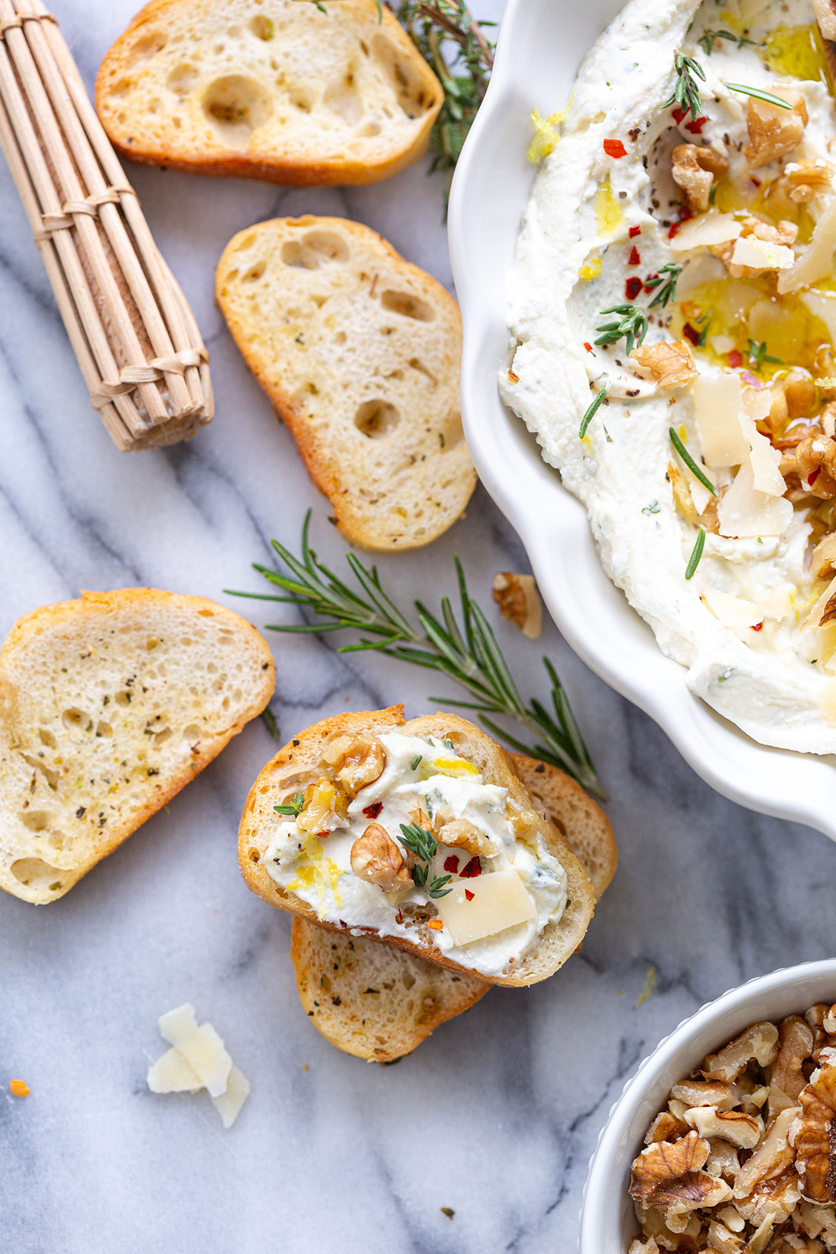 garlic and herb cheese appetizer with boursin