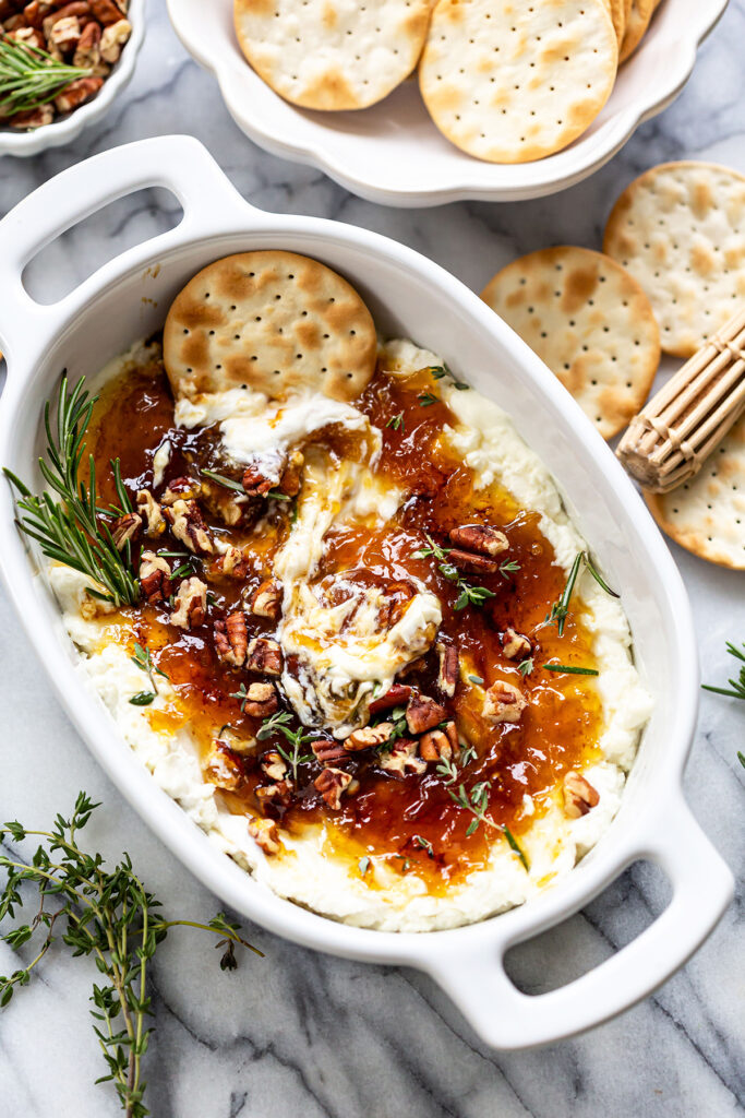 Goat Cheese Appetizer Spread with Fig Jam and Pecans - Best Appetizers