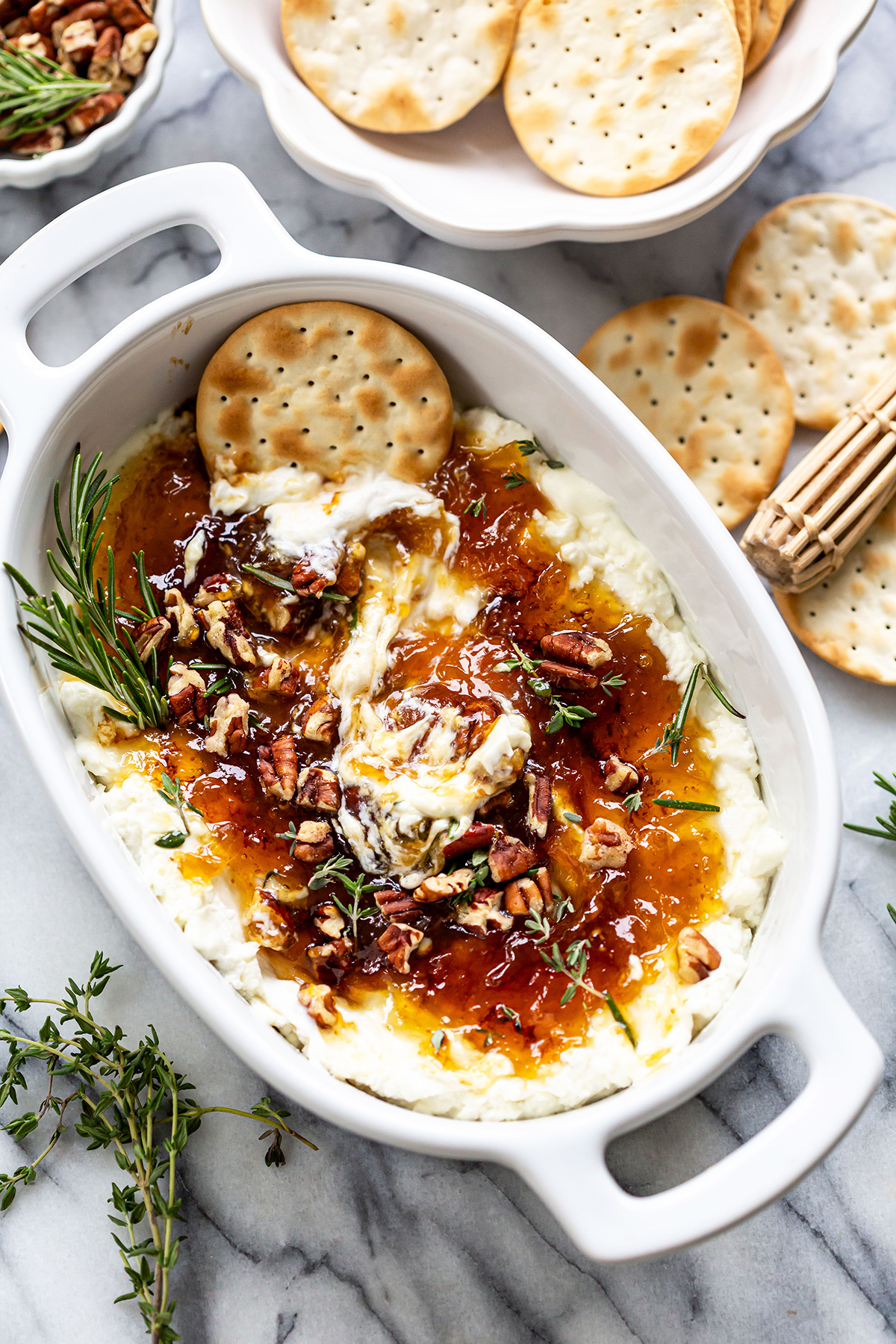 Goat Cheese Appetizer with Fig Jam and Toasted pecans