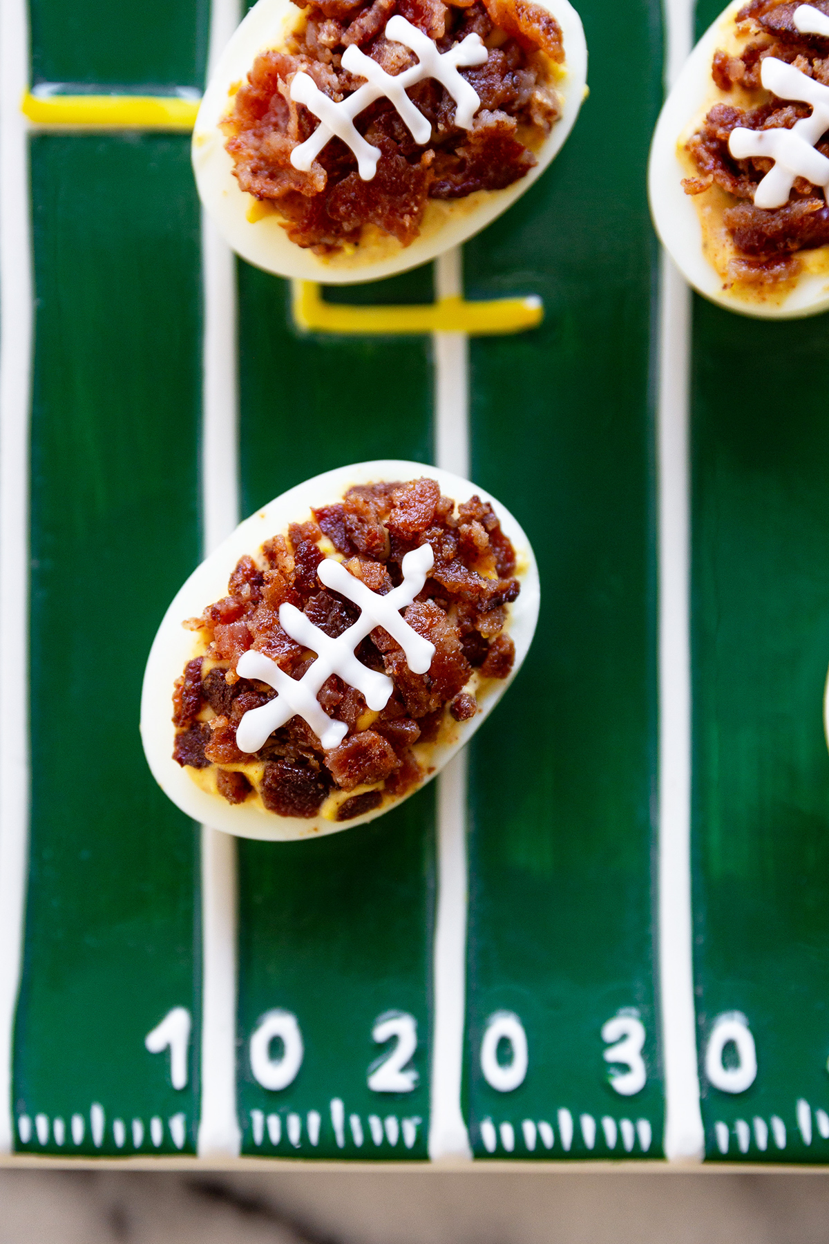 Deviled Egg Football Appetizer