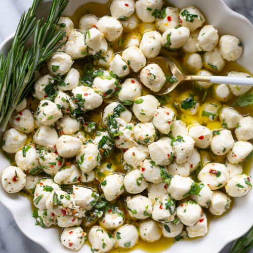 Marinated Mozzarella Balls with Herbs and Olive oil